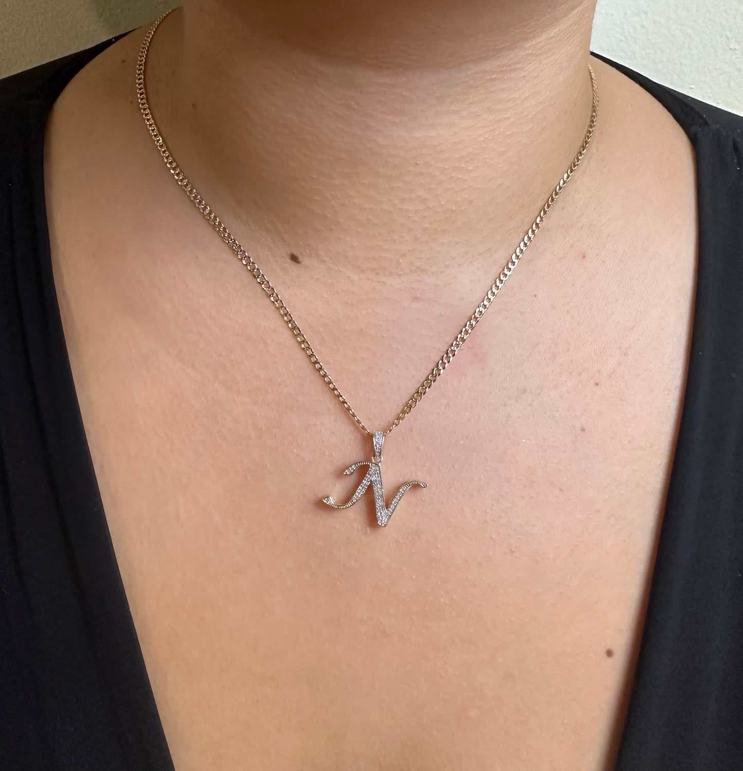 Letter N Charm 10k