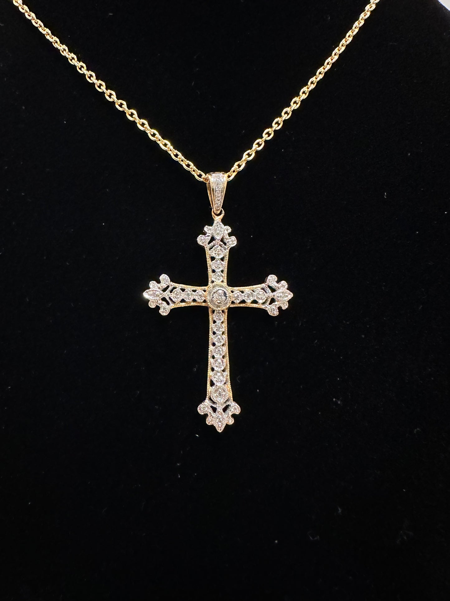 Gothic Diamond Cross 14k
