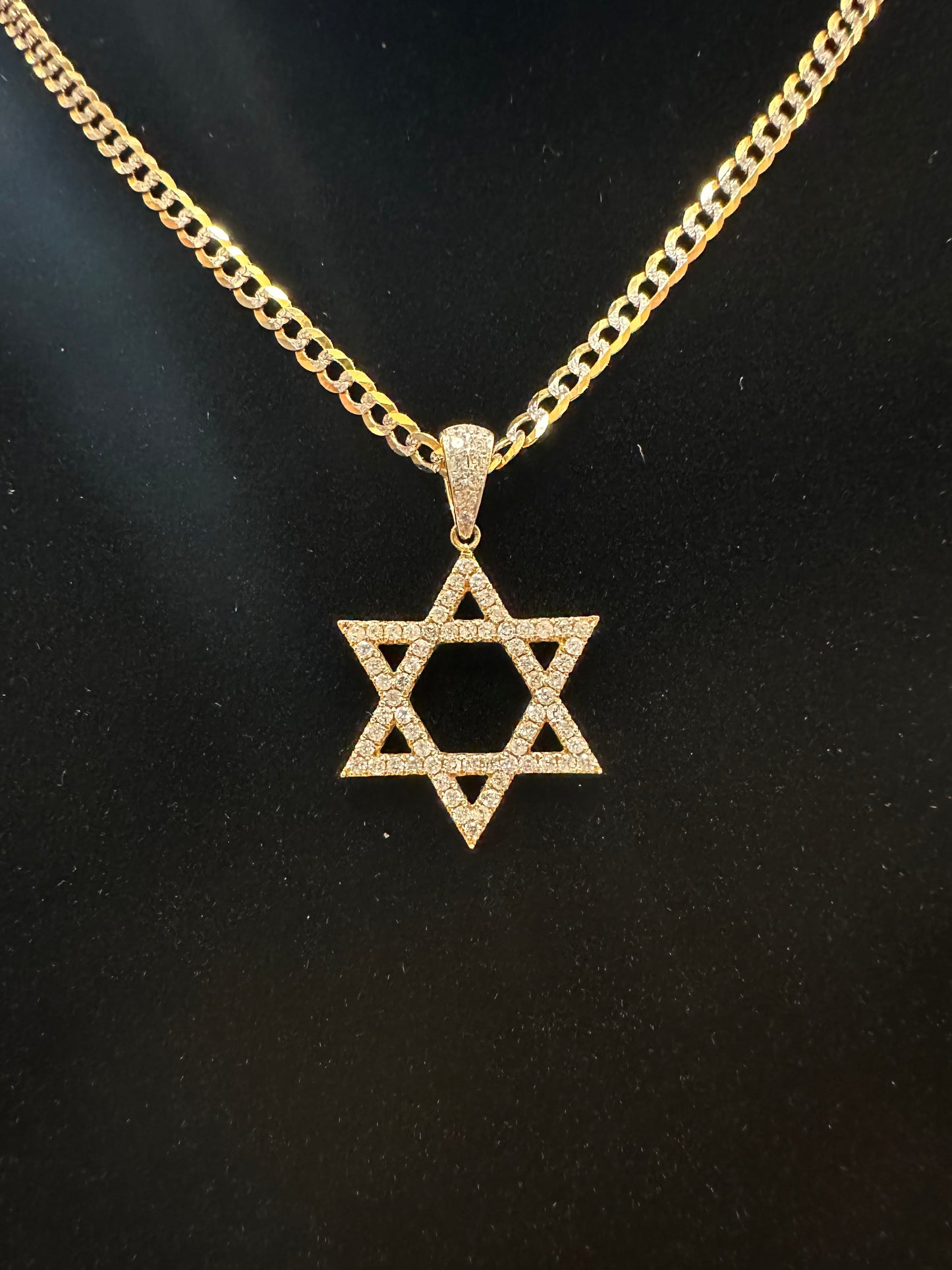 Diamond Star of David Charm 14k