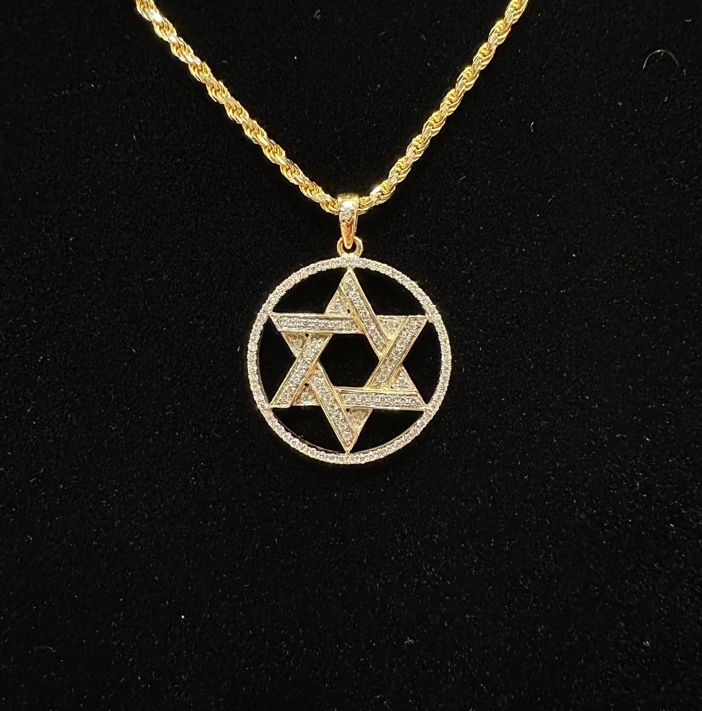 Diamond Star of David Charm 14k