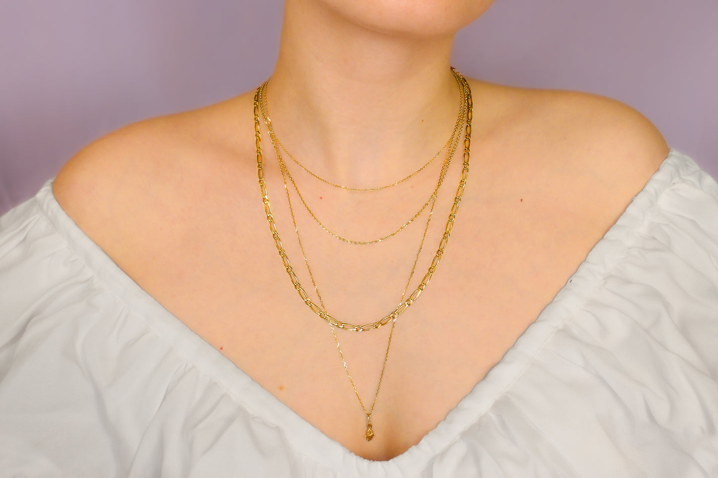1 to 1 Figaro Chain 14 Karat Gold