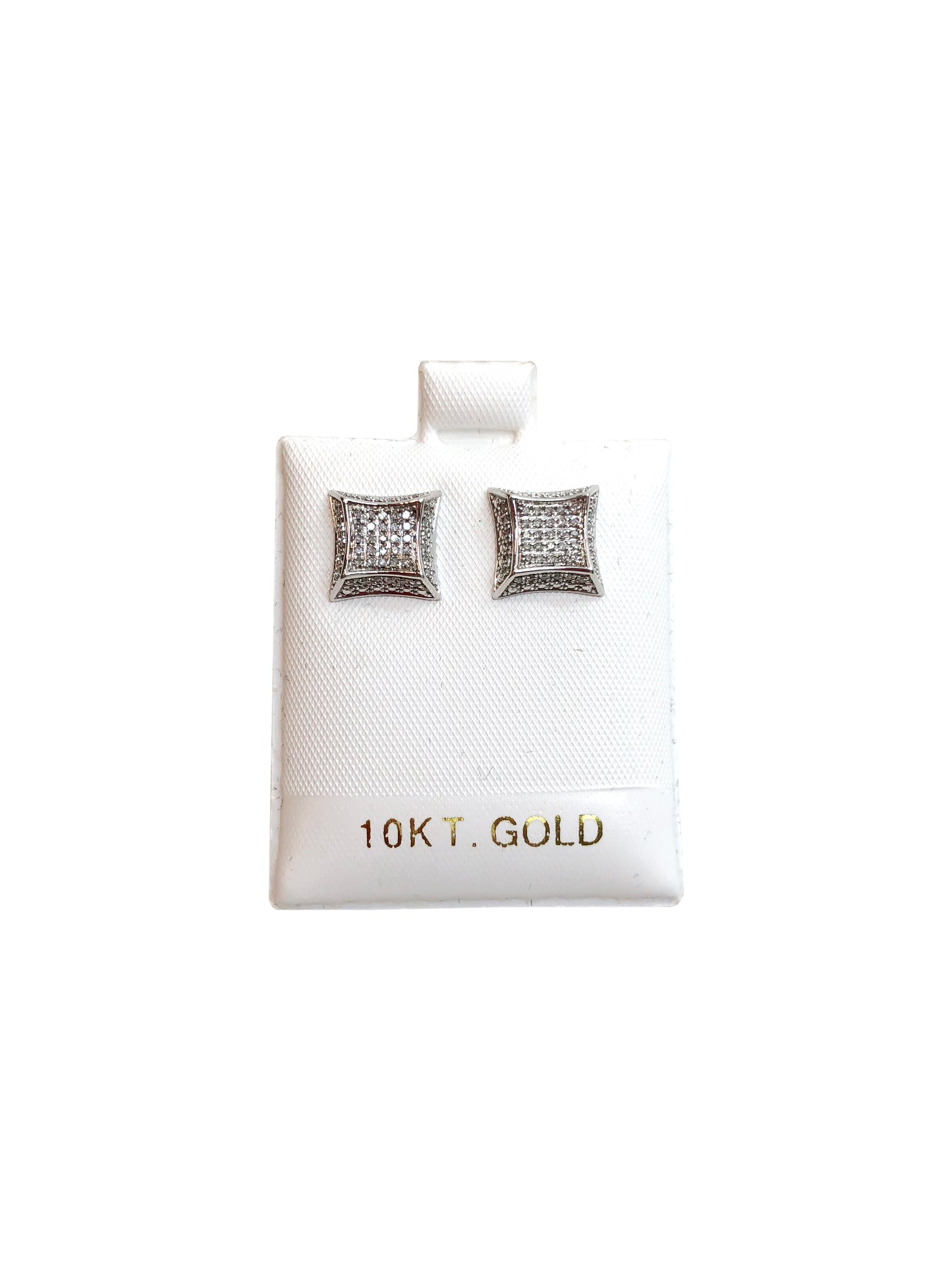 Diamond Square Studs 10K White Gold