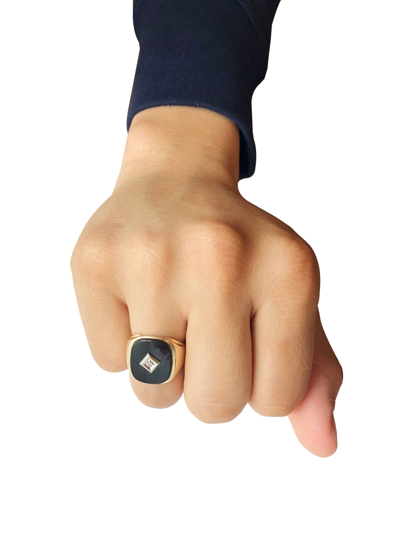 Onyx Diamond Stone Ring (14K Gold)