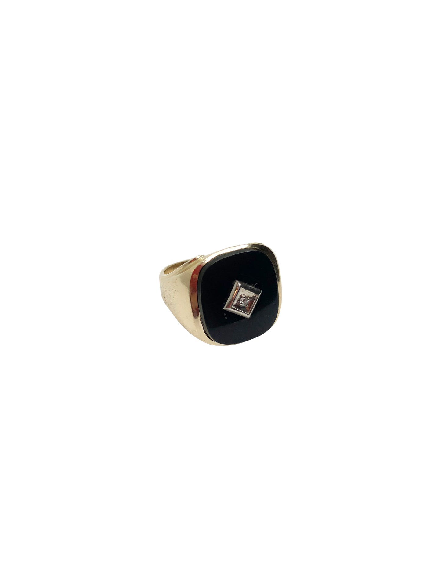 Onyx Diamond Stone Ring 14K