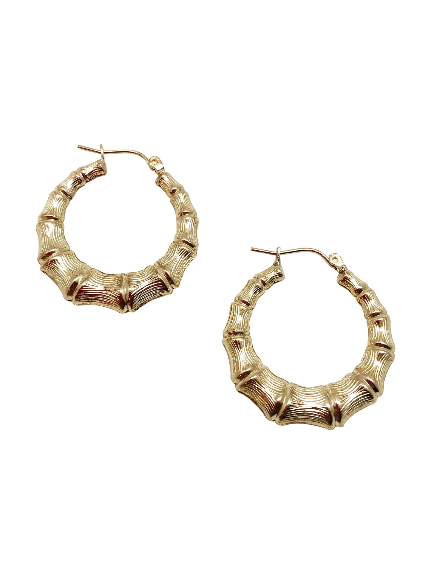 Gold 10k Bamboo Hoop Earrings
