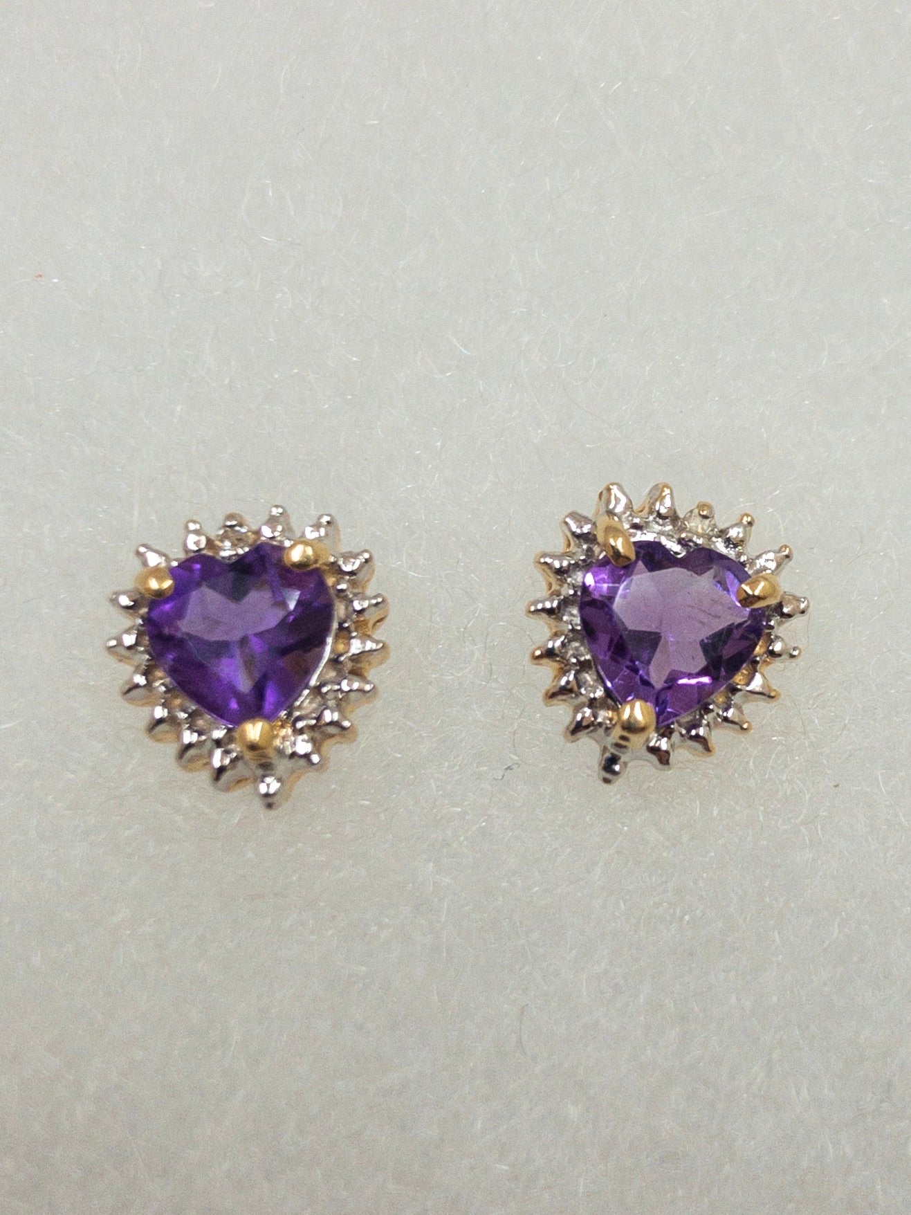 Heart Shape Amethyst Stone Earrings 14k Gold
