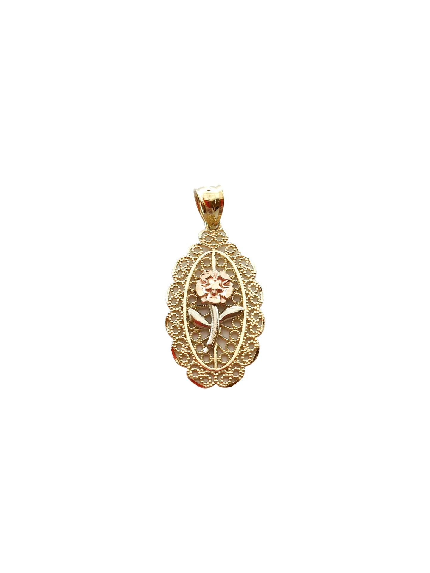 Oval Rose Charm - 10k gold