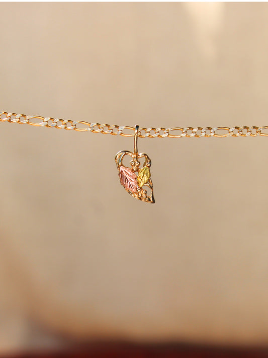 Art Nouveau Rose Gold Leaf Charm 10 Karat