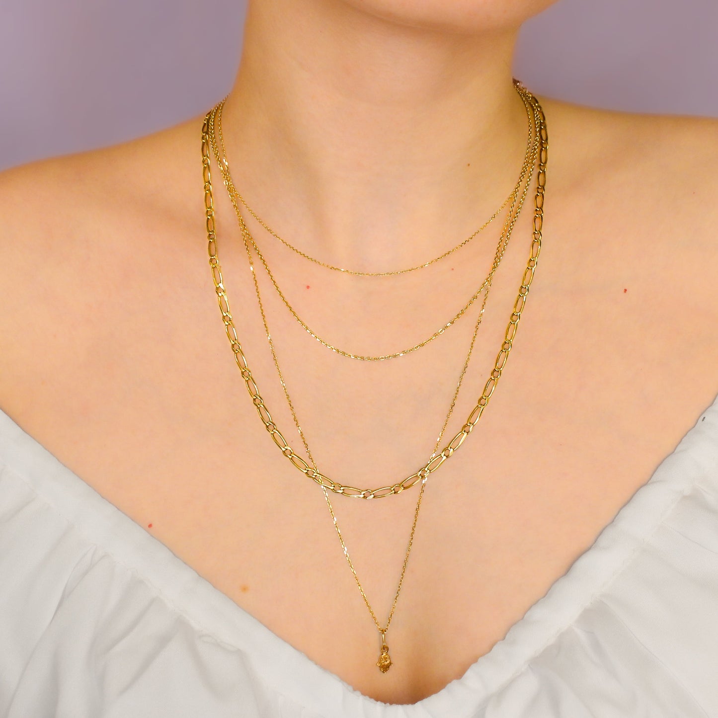1 to 1 Figaro Chain 14 Karat Gold
