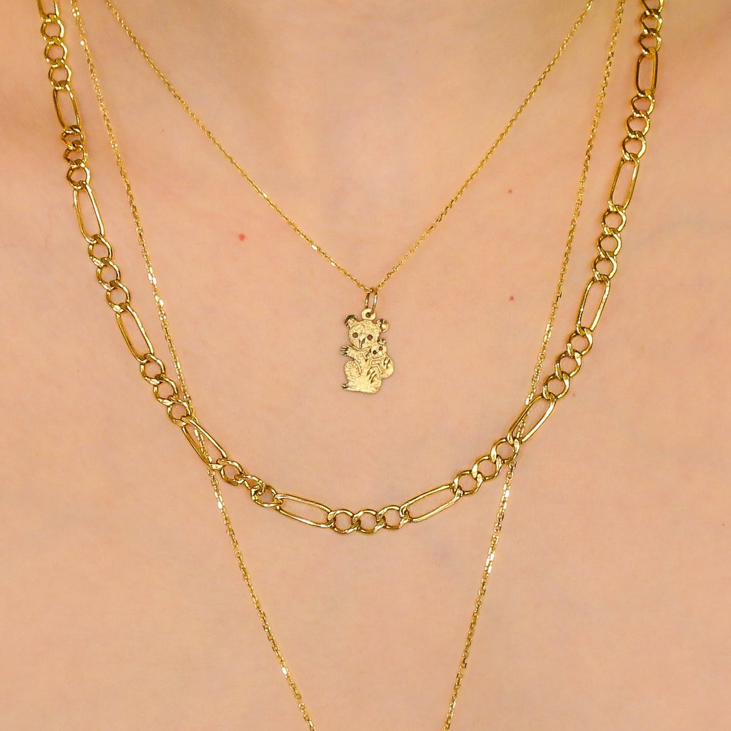 Wide Figaro Chain 14 Karat Gold