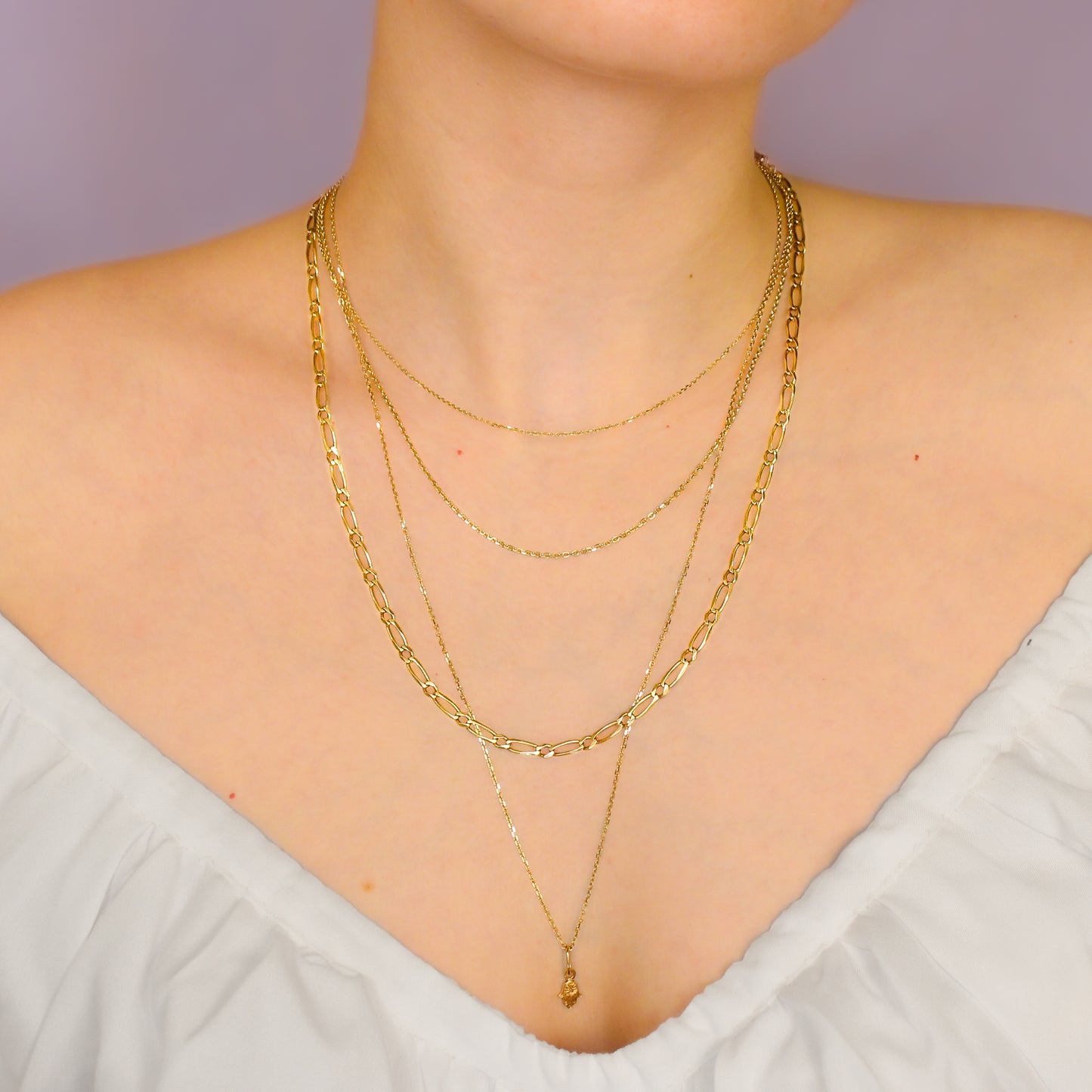 1 to 1 Figaro Chain 14 Karat Gold