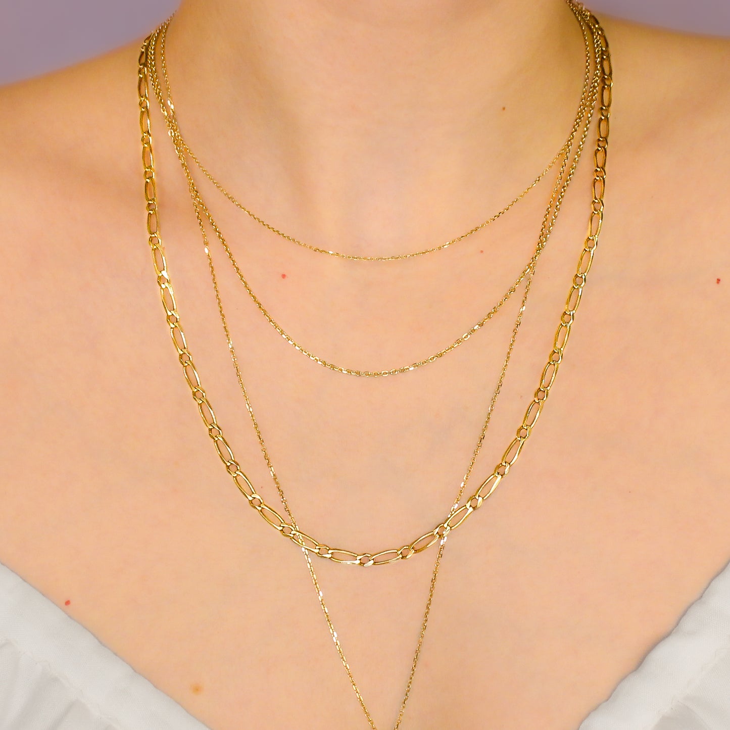 1 to 1 Figaro Chain 14 Karat Gold