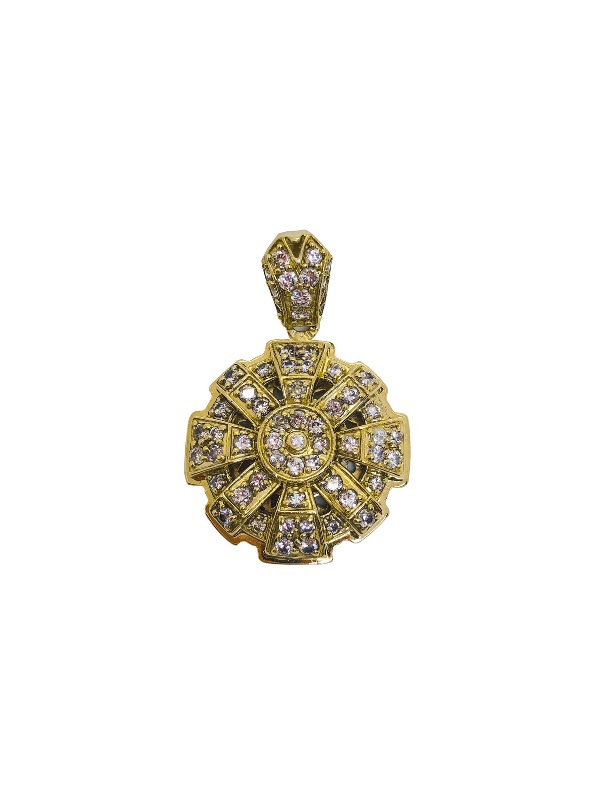 Vintage 2000s Mens Big Iced Out Wheel Medallion
