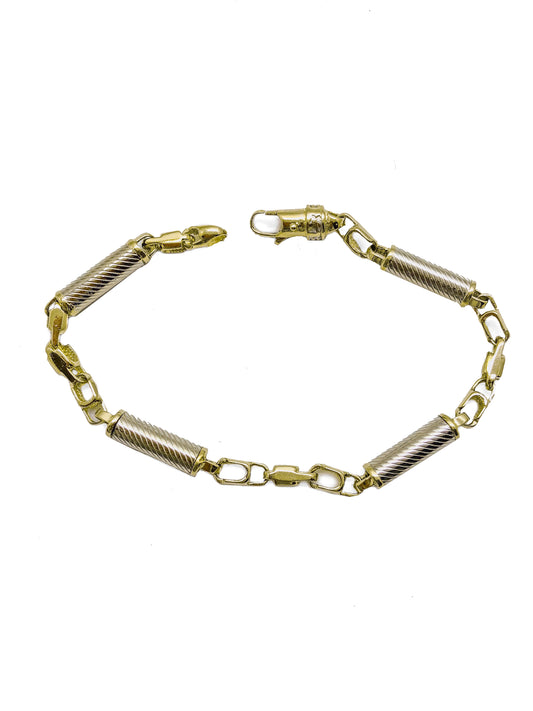 Bar-Link Bracelet White and Yellow Gold