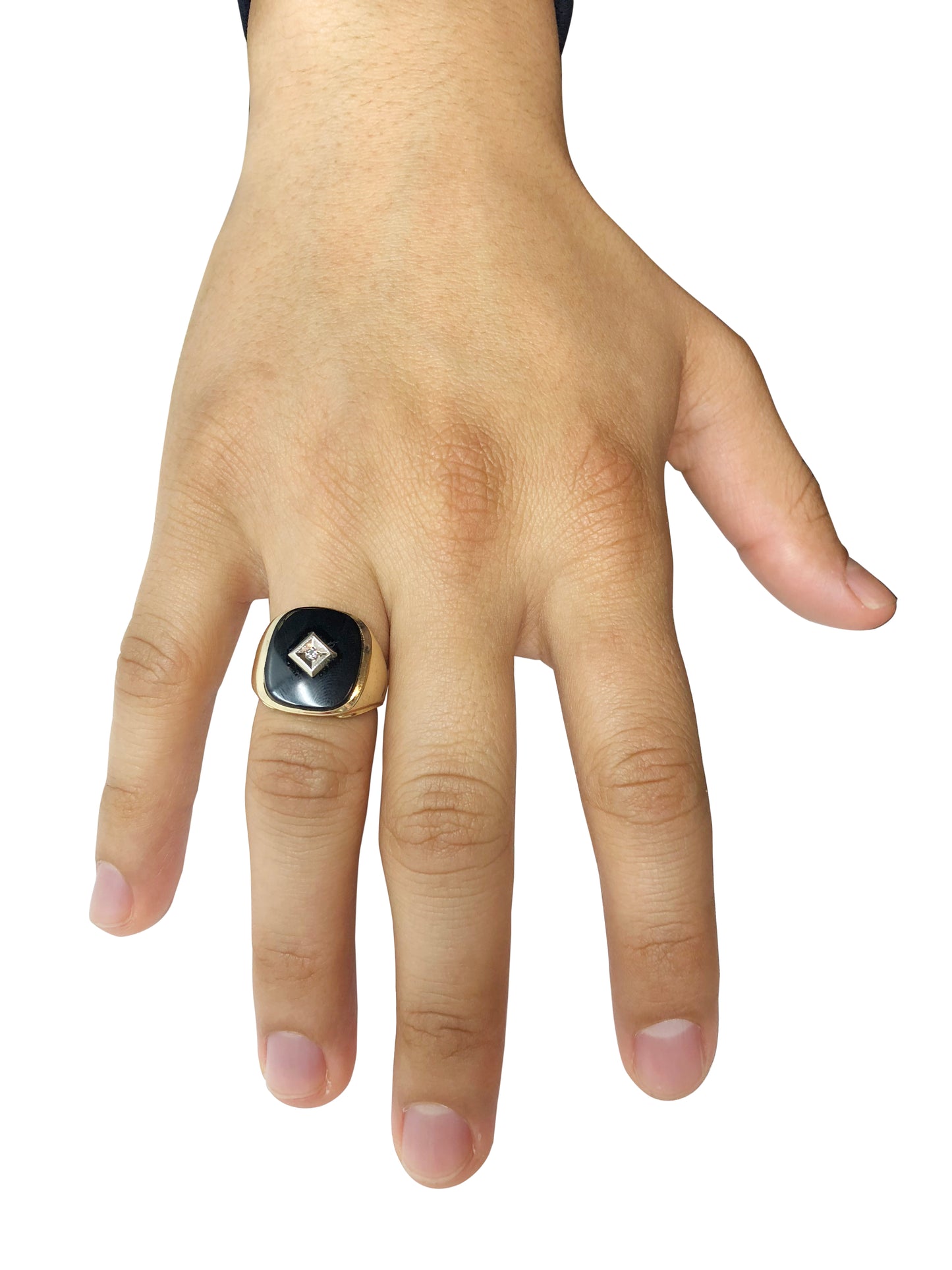 Onyx Diamond Stone Ring (14K Gold)